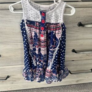 Iris & Ivy Navy and White Polka Dot Dress with Pink Accents